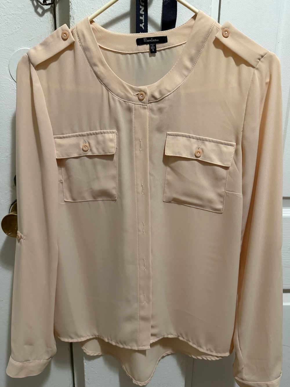 Monteau cream colored Button-Front Utility Blouse